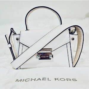 Michael Kors White Whitney Leather Mini Satchel / Crossbody With Dust-bag EUC